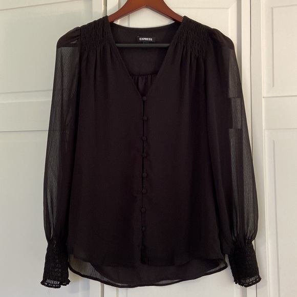 EXPRESS Chiffon Button Front Top XS - Picture 2 of 7